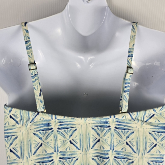 Lands' End Women’s Bandeau OnePiece Tummy Control Blue and Yellow Adj Strap 10 - Picture 9 of 11